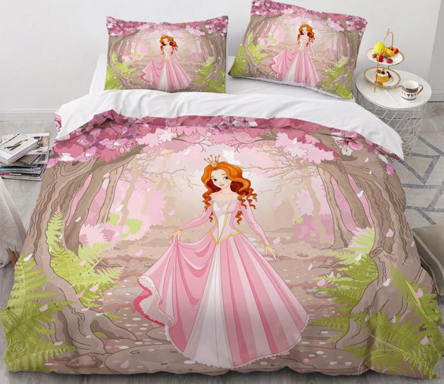 3D Cartoons Princess Forest 55151 Bed Pillowcases Quilt