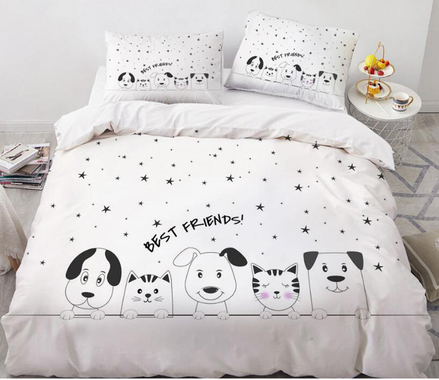 3D Cartoons Kitten And Puppy 55138 Bed Pillowcases Quilt