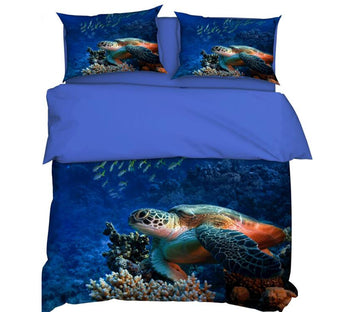 3D Seabed Sea Turtle Coral Fish 9923 Bed Pillowcases Quilt