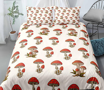 3D Red Small Mushroom 0096 Bed Pillowcases Quilt