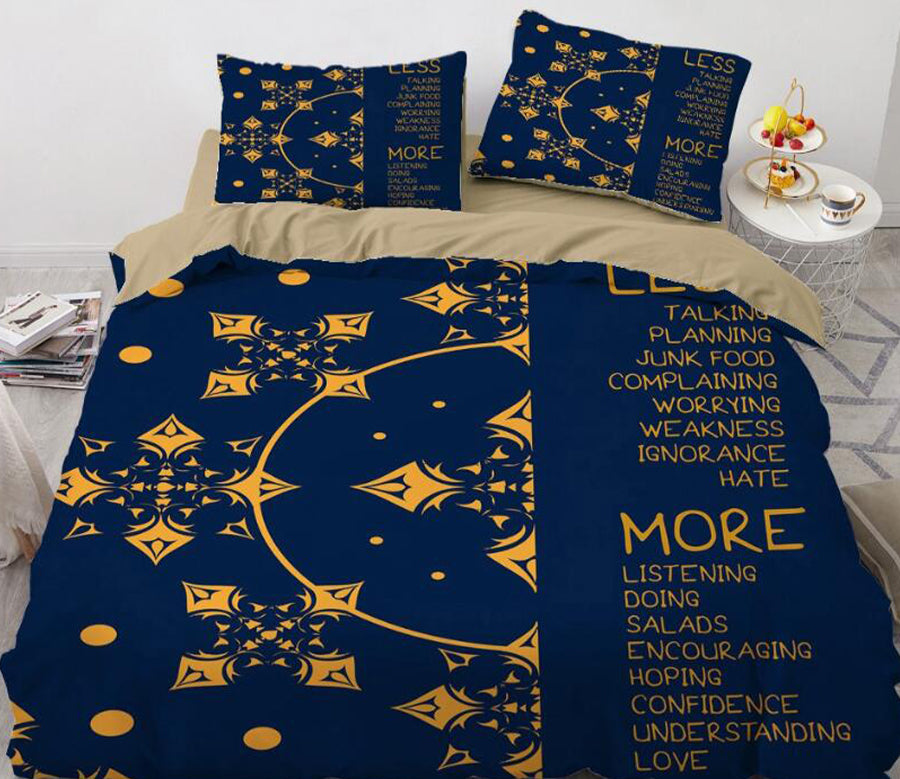 3D Navy Blue Golden Texture 7714 Bed Pillowcases Quilt
