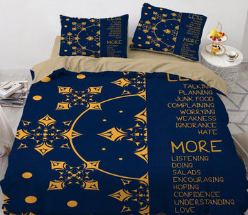 3D Navy Blue Golden Texture 7714 Bed Pillowcases Quilt