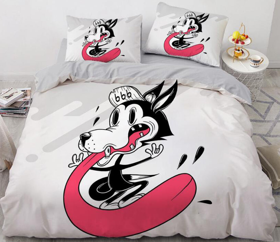 3D Cartoons Dog Big Tongue 55175 Bed Pillowcases Quilt
