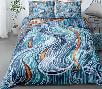 3D Blue Long-Haired Girl 99164 Bed Pillowcases Quilt