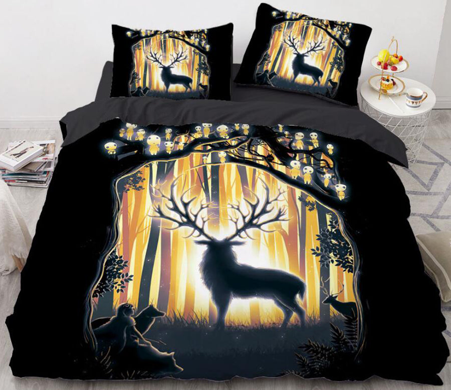 3D Forest Deer Light 8882 Bed Pillowcases Quilt