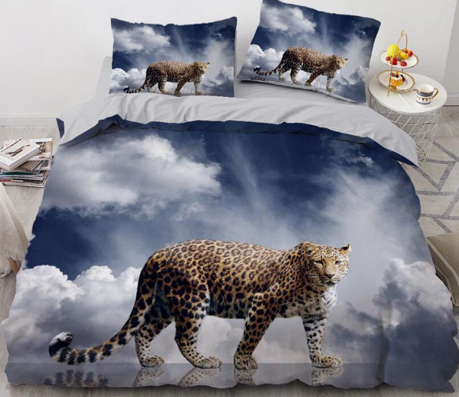 3D Cloud Leopard 058 Bed Pillowcases Quilt