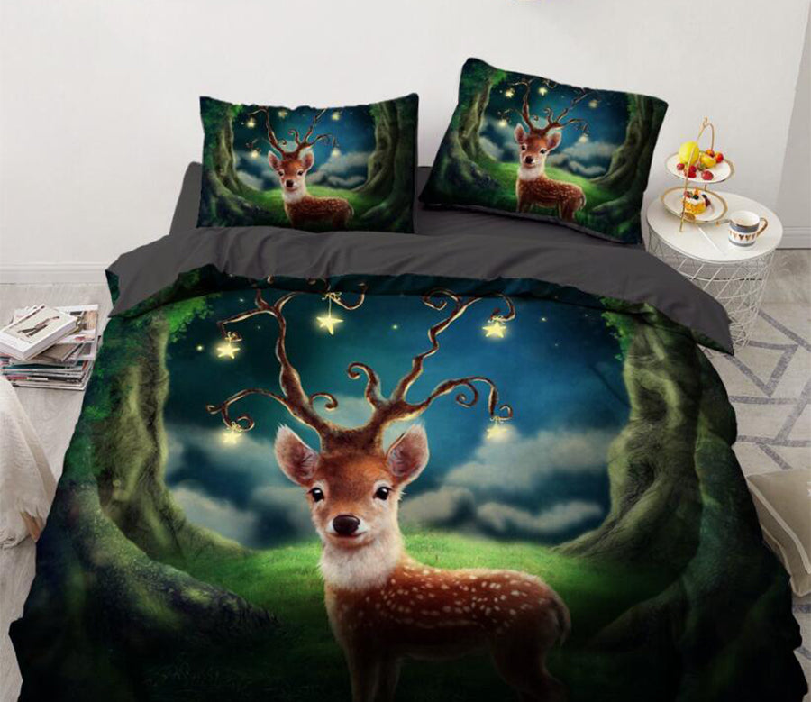 3D Fawn Tree 8001 Bed Pillowcases Quilt