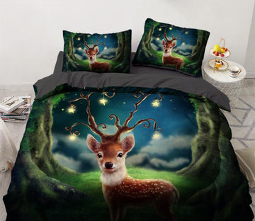 3D Fawn Tree 8001 Bed Pillowcases Quilt
