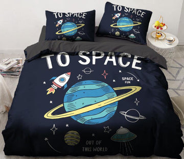 3D Planet Rocket 137 Bed Pillowcases Quilt