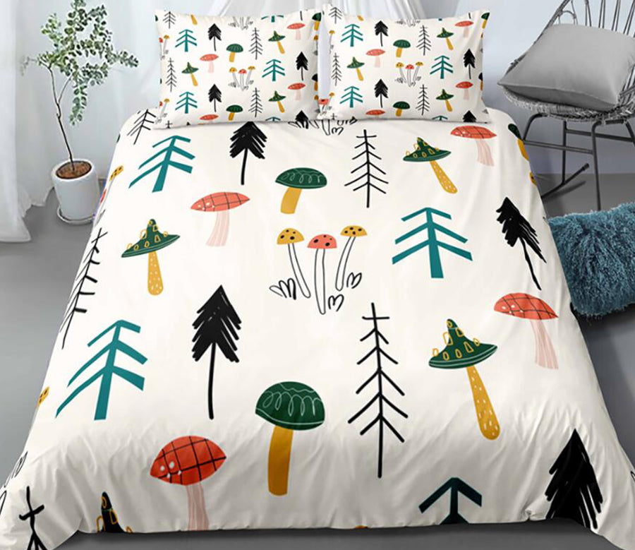 3D Tree Leaves Mushroom 0144 Bed Pillowcases Quilt