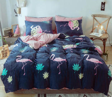 3D Flamingo Maple Leaf 66173 Bed Pillowcases Quilt