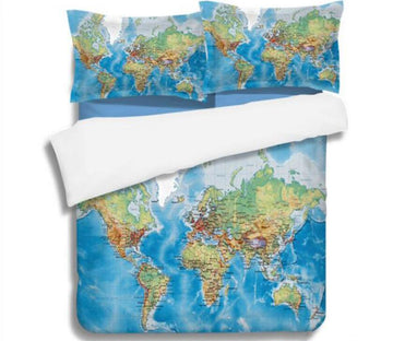 3D  Map 1160 Bed Pillowcases Quilt