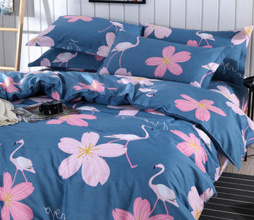 3D Pink Flower Flamingo 1120 Bed Pillowcases Quilt