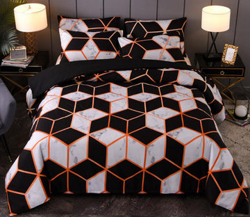 3D Black And White Square Stereo 66154 Bed Pillowcases Quilt
