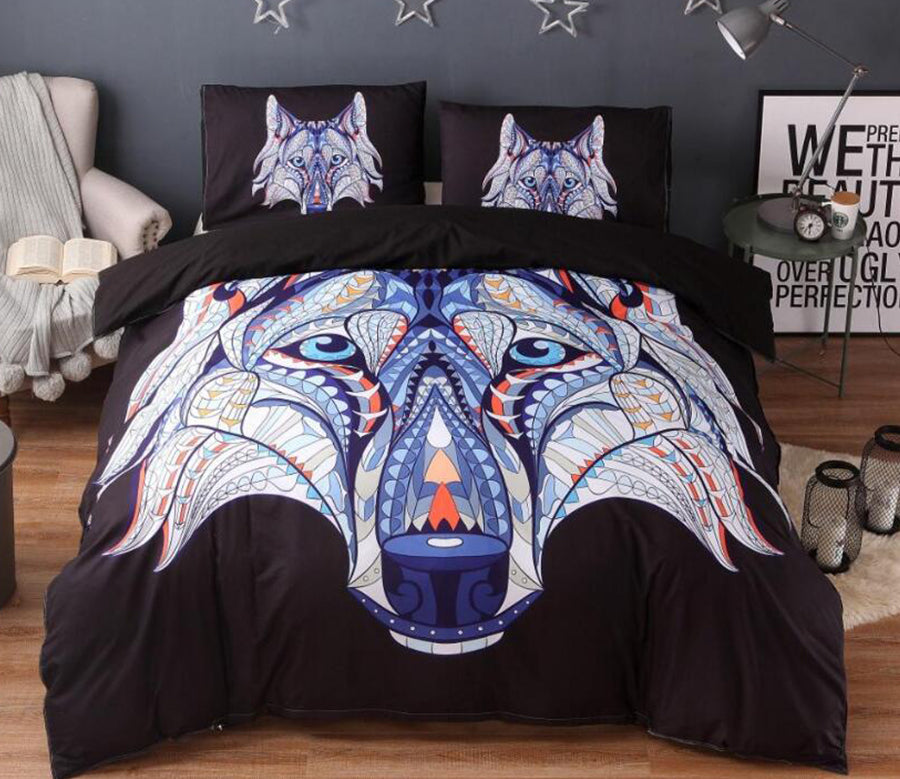 3D Wolf Pattern 99185 Bed Pillowcases Quilt