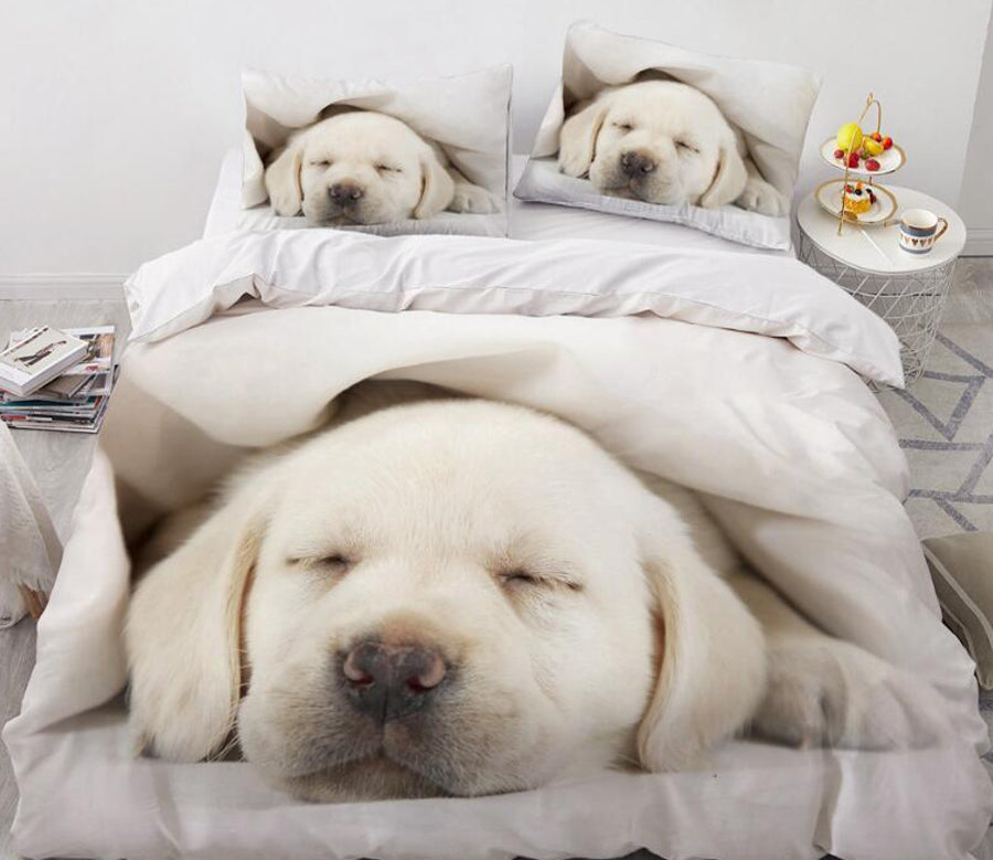 3D White Puppy 7790 Bed Pillowcases Quilt