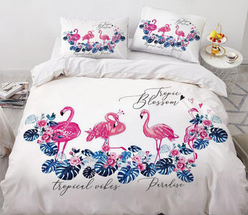 3D Three Flamingos 7761 Bed Pillowcases Quilt