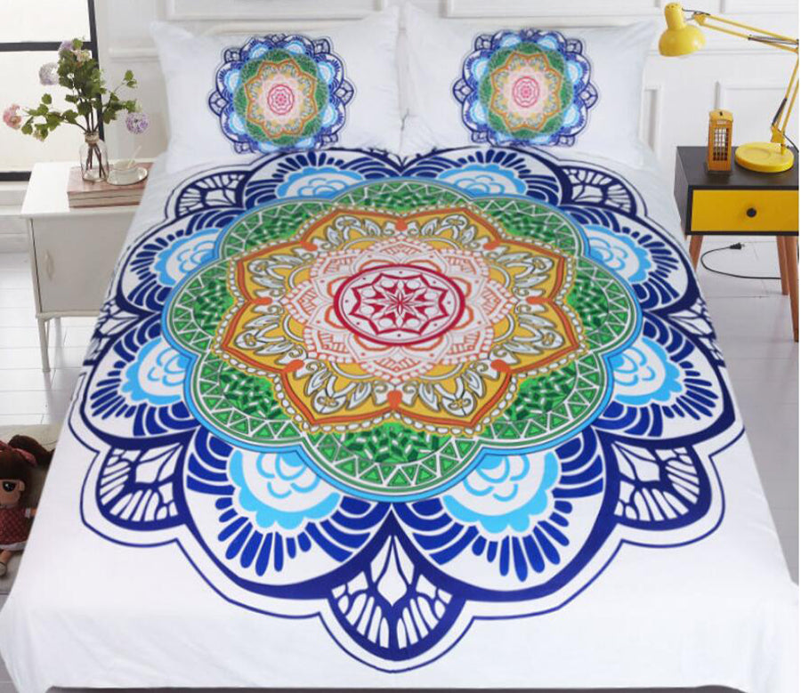 3D Five-Color Lotus 1116 Bed Pillowcases Quilt