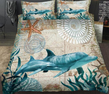 3D Dolphin Seaweed 66107 Bed Pillowcases Quilt