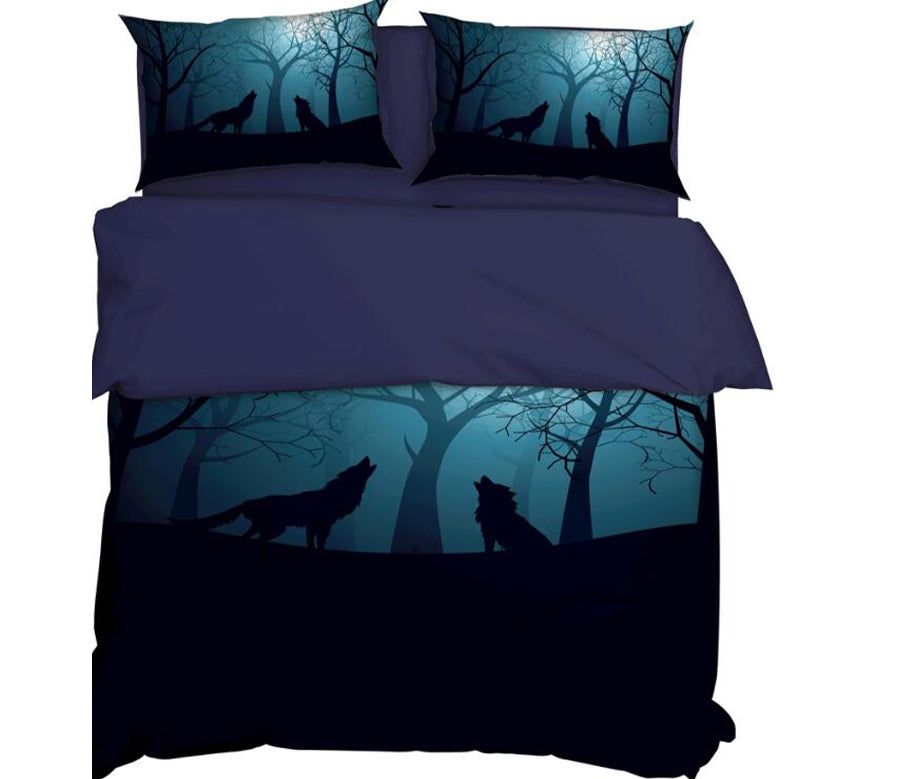 3D Wolf Forest Shadow 11191 Bed Pillowcases Quilt