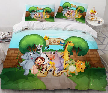 3D Cartoons Zoo 55120 Bed Pillowcases Quilt