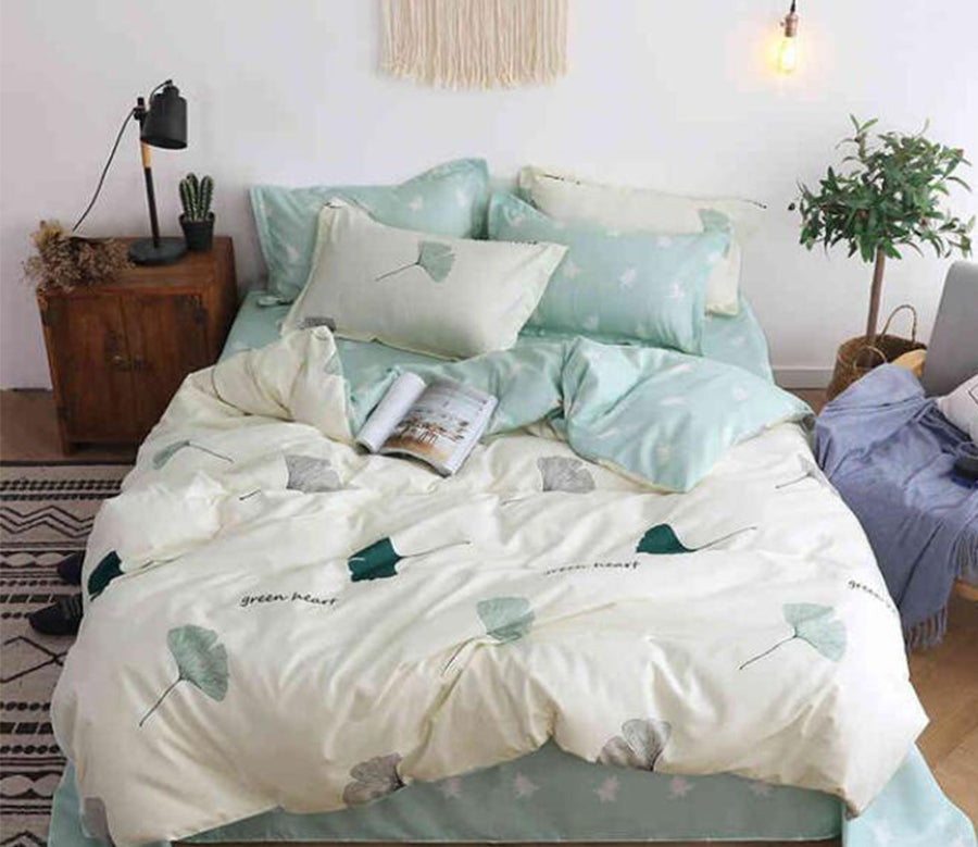 3D Green Ginkgo Leaves 8121 Bed Pillowcases Quilt