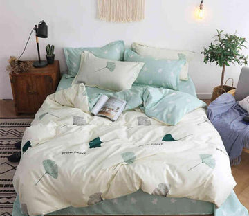 3D Green Ginkgo Leaves 8121 Bed Pillowcases Quilt