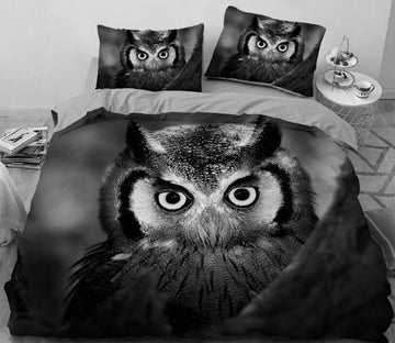3D Black And White Owl 080 Bed Pillowcases Quilt