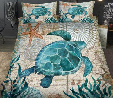 3D Sea Turtle Starfish Seaweed 1169 Bed Pillowcases Quilt