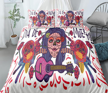 3D Guitar Female 0133 Bed Pillowcases Quilt