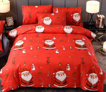 3D Red Christmas 6672 Bed Pillowcases Quilt