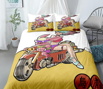 3D Pig Riding A Motorcycle 99174 Bed Pillowcases Quilt