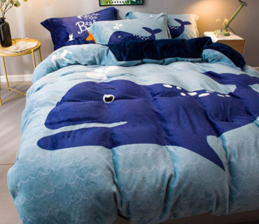 3D Cartoons Whale 6697 Bed Pillowcases Quilt