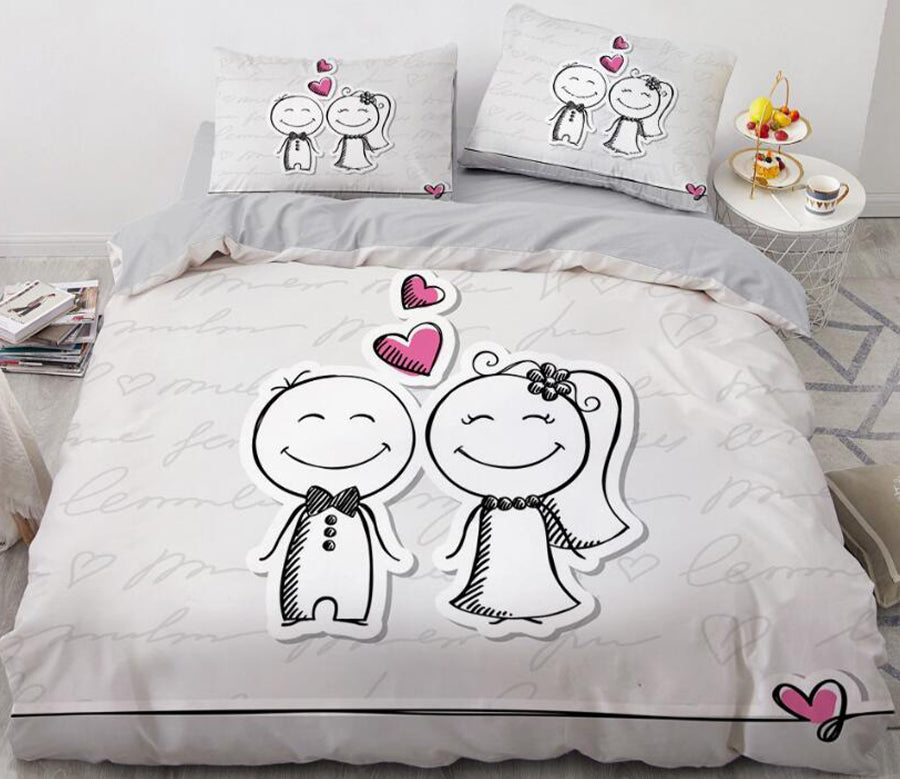 3D Cartoons Round Head Doll 55157 Bed Pillowcases Quilt
