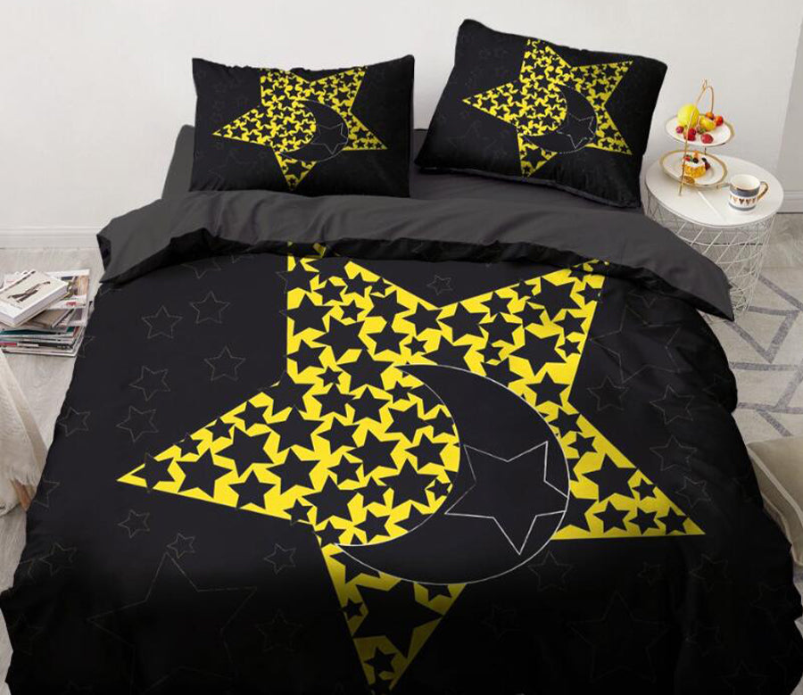 3D Star Moon 7712 Bed Pillowcases Quilt