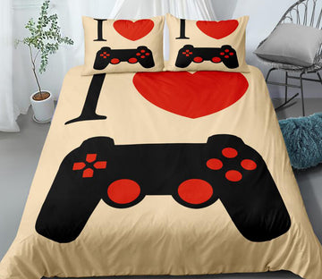 3D Video Game Controller Love 0048 Bed Pillowcases Quilt