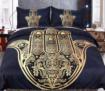 3D Gold Hand Of Fatima 1064 Bed Pillowcases Quilt
