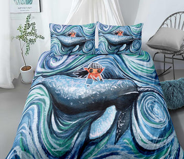 3D Blue Whirlpool Girl 99159 Bed Pillowcases Quilt