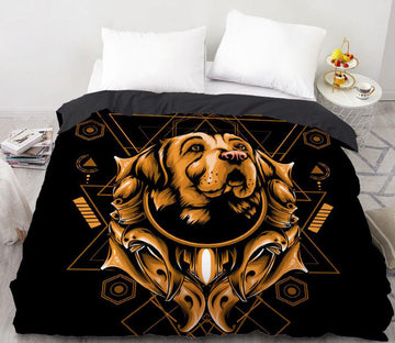 3D Gold Dog 99197 Bed Pillowcases Quilt