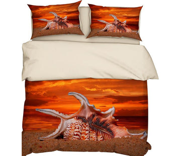 3D Beach Sunset Conch 9919 Bed Pillowcases Quilt