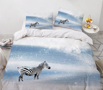 3D Zebra Snow 8052 Bed Pillowcases Quilt