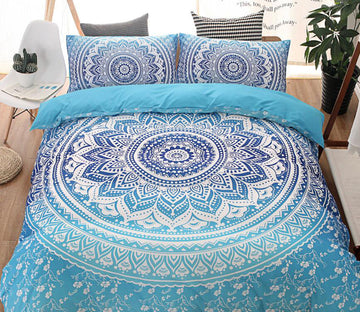 3D Blue Circle Totem 9974 Bed Pillowcases Quilt