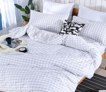 3D White Lattice 1186 Bed Pillowcases Quilt