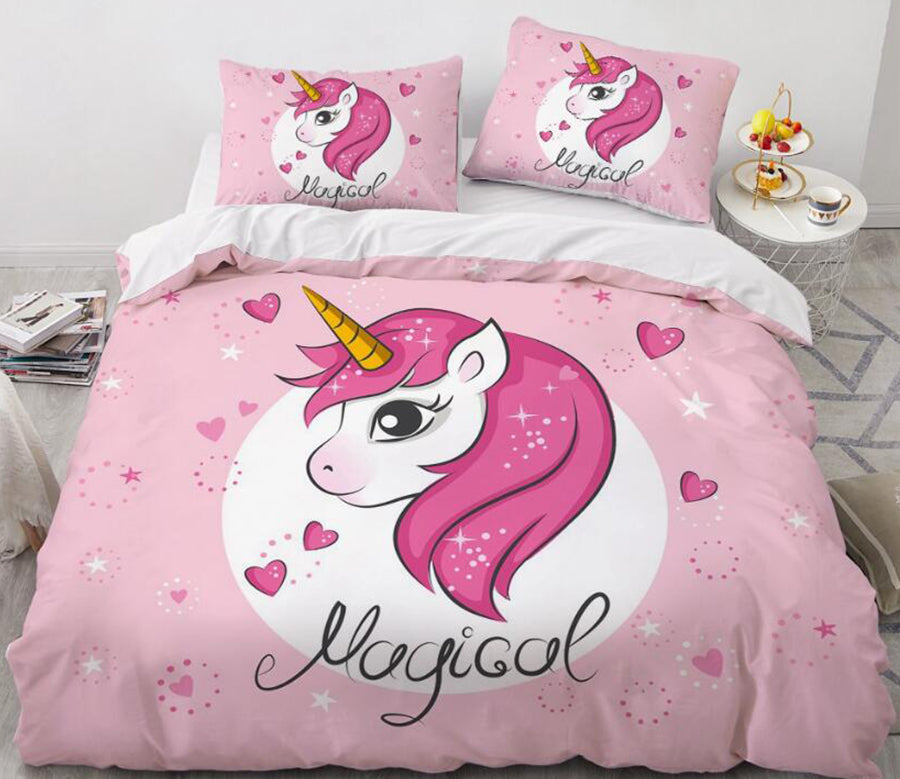 3D Pink Unicorn 157 Bed Pillowcases Quilt