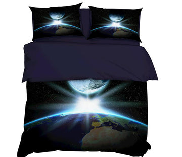 3D Earth Moon Starlight 11110 Bed Pillowcases Quilt