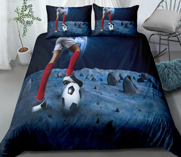 3D Play Football Moon 0039 Bed Pillowcases Quilt