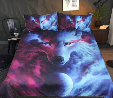 3D Wolf Moon 66191 Bed Pillowcases Quilt