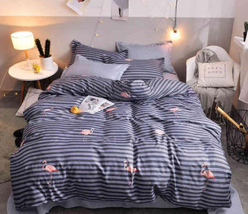 3D Horizontal Stripes Flamingo 8107 Bed Pillowcases Quilt