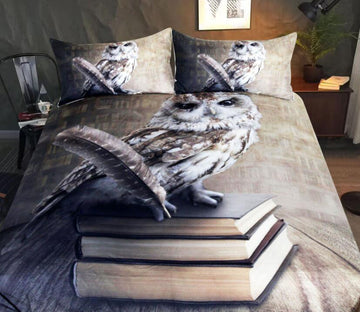 3D Owl Book 1138 Bed Pillowcases Quilt