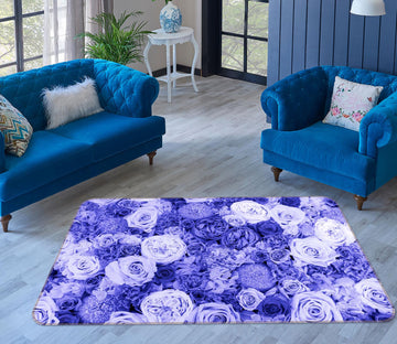 3D Blue Purple Flowers 84180 Noirblanc777 Rug Non Slip Rug Mat